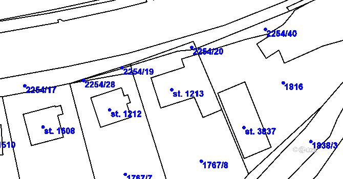 Parcela st. 1213 v KÚ Šumperk, Katastrální mapa
