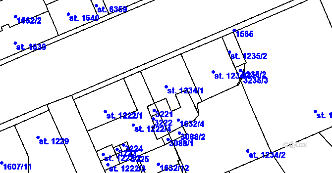 Parcela st. 1234/1 v KÚ Šumperk, Katastrální mapa