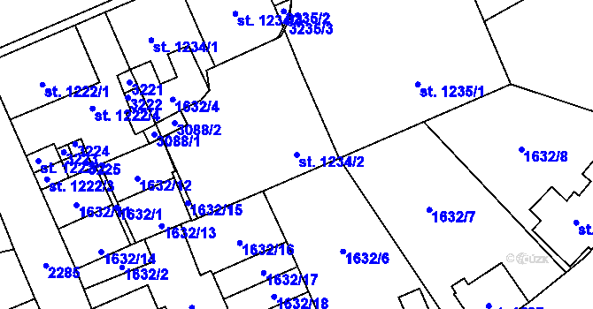 Parcela st. 1234/2 v KÚ Šumperk, Katastrální mapa