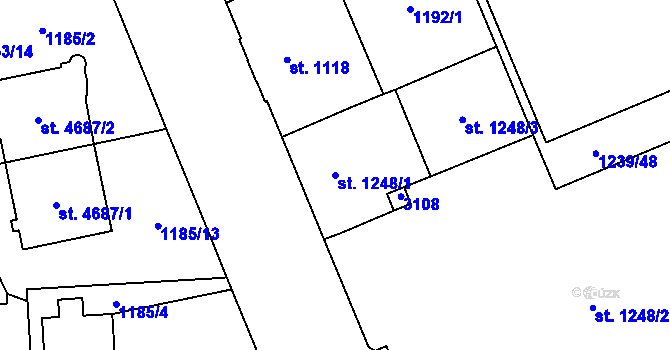 Parcela st. 1248/1 v KÚ Šumperk, Katastrální mapa