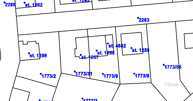 Parcela st. 1258 v KÚ Šumperk, Katastrální mapa