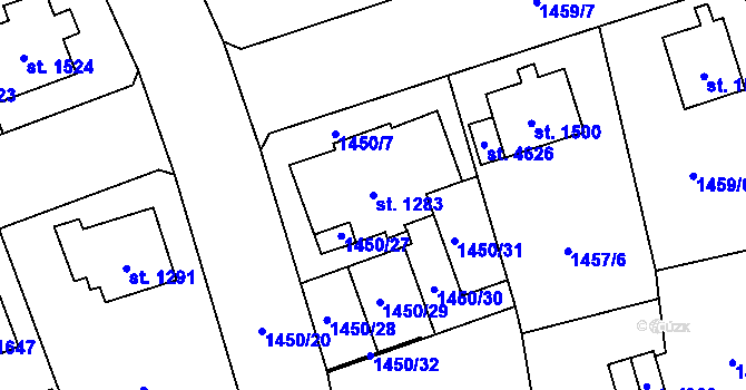 Parcela st. 1283 v KÚ Šumperk, Katastrální mapa