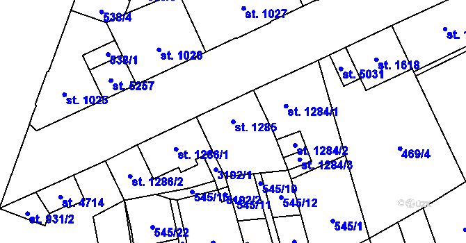 Parcela st. 1285 v KÚ Šumperk, Katastrální mapa