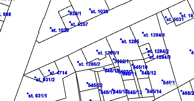 Parcela st. 1286/1 v KÚ Šumperk, Katastrální mapa