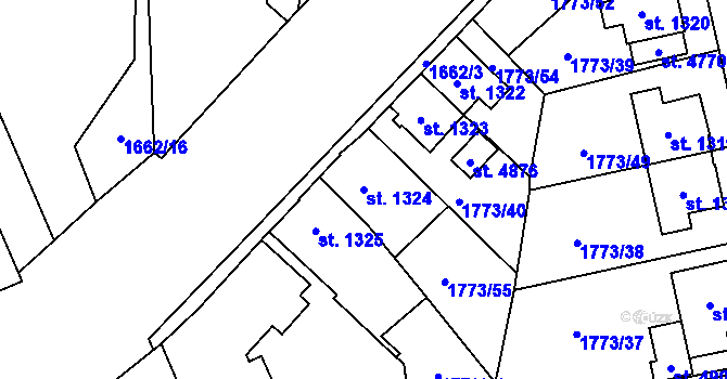 Parcela st. 1324 v KÚ Šumperk, Katastrální mapa