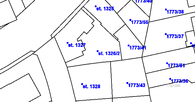 Parcela st. 1326/2 v KÚ Šumperk, Katastrální mapa