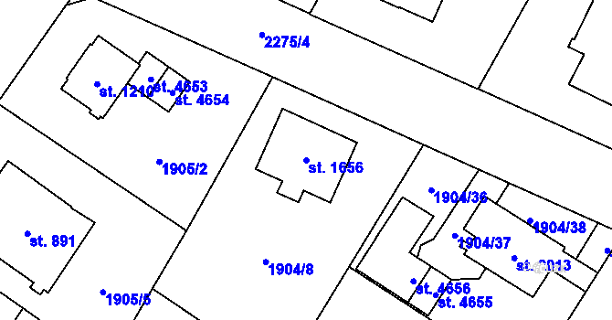 Parcela st. 1656 v KÚ Šumperk, Katastrální mapa