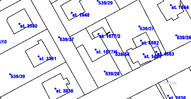 Parcela st. 1677/1 v KÚ Šumperk, Katastrální mapa