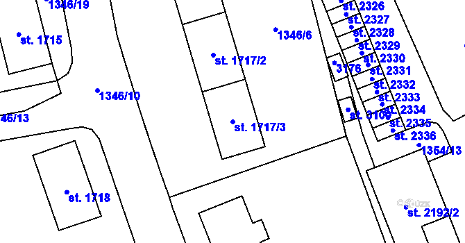 Parcela st. 1717/3 v KÚ Šumperk, Katastrální mapa