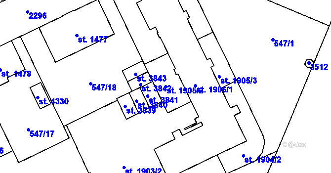 Parcela st. 1905/2 v KÚ Šumperk, Katastrální mapa