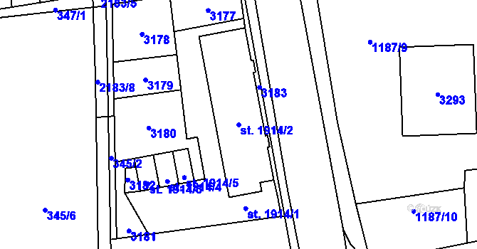 Parcela st. 1914/2 v KÚ Šumperk, Katastrální mapa