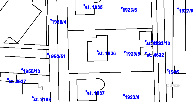 Parcela st. 1936 v KÚ Šumperk, Katastrální mapa