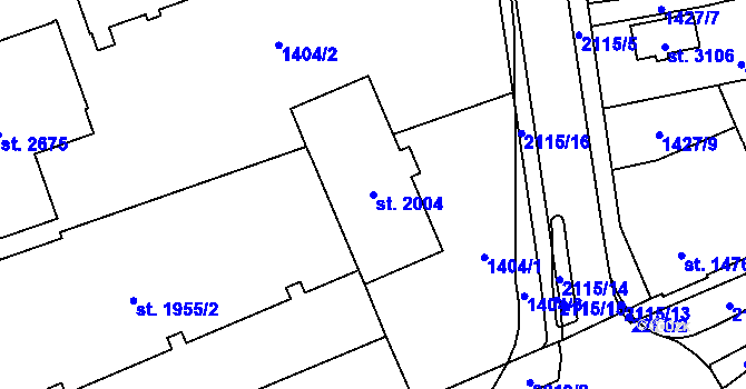 Parcela st. 2004 v KÚ Šumperk, Katastrální mapa