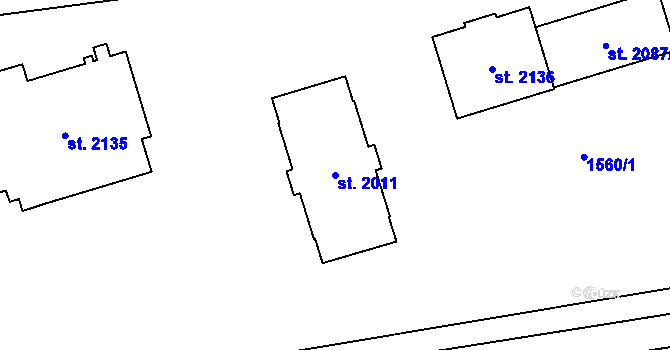 Parcela st. 2011 v KÚ Šumperk, Katastrální mapa