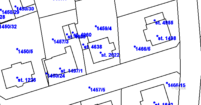 Parcela st. 2022 v KÚ Šumperk, Katastrální mapa