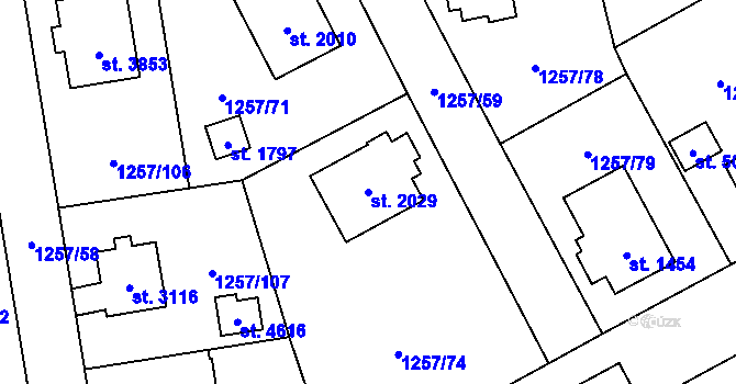 Parcela st. 2029 v KÚ Šumperk, Katastrální mapa