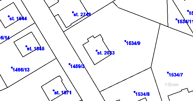 Parcela st. 2033 v KÚ Šumperk, Katastrální mapa