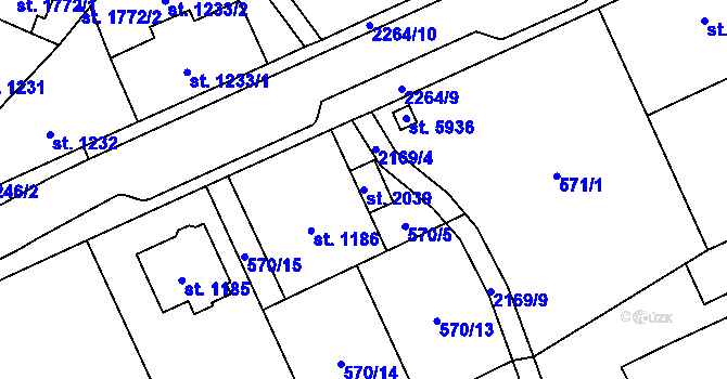 Parcela st. 2039 v KÚ Šumperk, Katastrální mapa