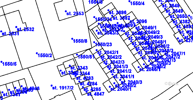 Parcela st. 2042/1 v KÚ Šumperk, Katastrální mapa