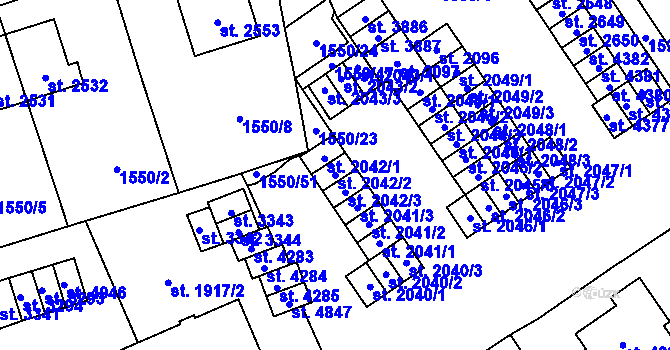 Parcela st. 2042/2 v KÚ Šumperk, Katastrální mapa