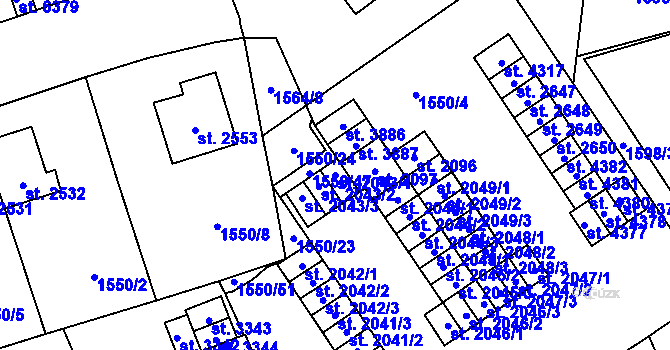 Parcela st. 2043/1 v KÚ Šumperk, Katastrální mapa