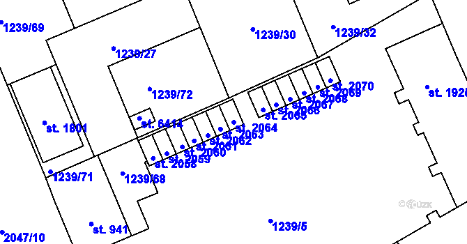 Parcela st. 2064 v KÚ Šumperk, Katastrální mapa