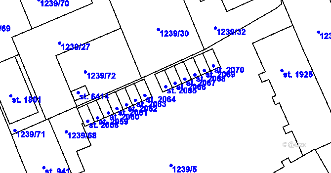 Parcela st. 2065 v KÚ Šumperk, Katastrální mapa