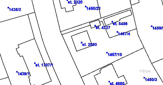 Parcela st. 2080 v KÚ Šumperk, Katastrální mapa