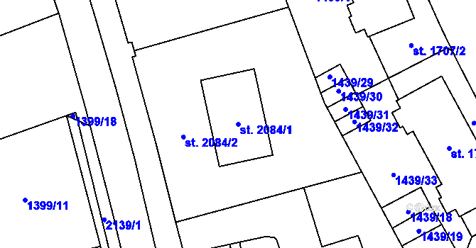 Parcela st. 2084/1 v KÚ Šumperk, Katastrální mapa