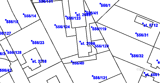 Parcela st. 2090 v KÚ Šumperk, Katastrální mapa