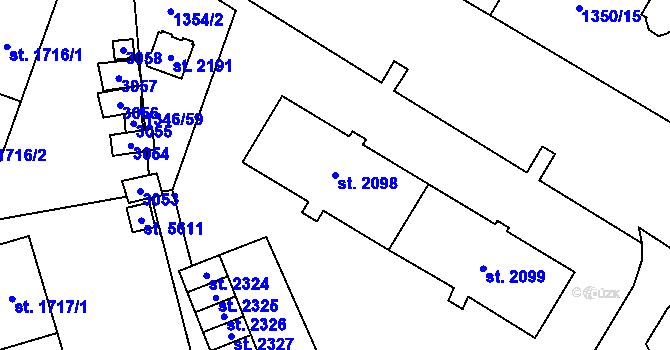 Parcela st. 2098 v KÚ Šumperk, Katastrální mapa