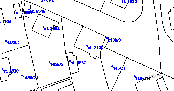 Parcela st. 2100 v KÚ Šumperk, Katastrální mapa