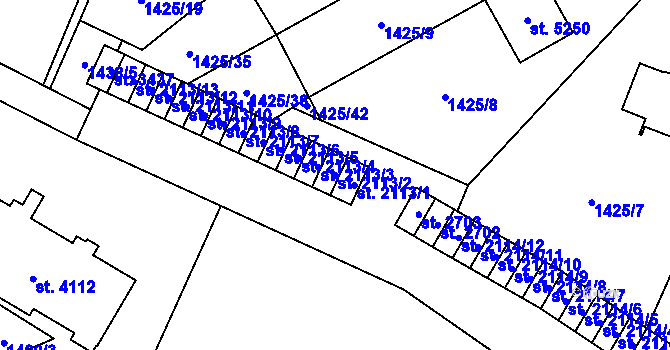 Parcela st. 2113/2 v KÚ Šumperk, Katastrální mapa