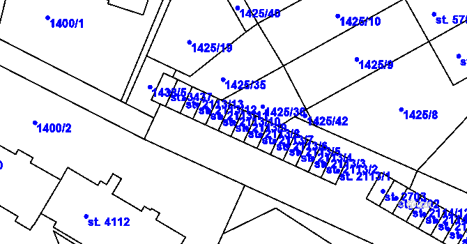 Parcela st. 2113/9 v KÚ Šumperk, Katastrální mapa