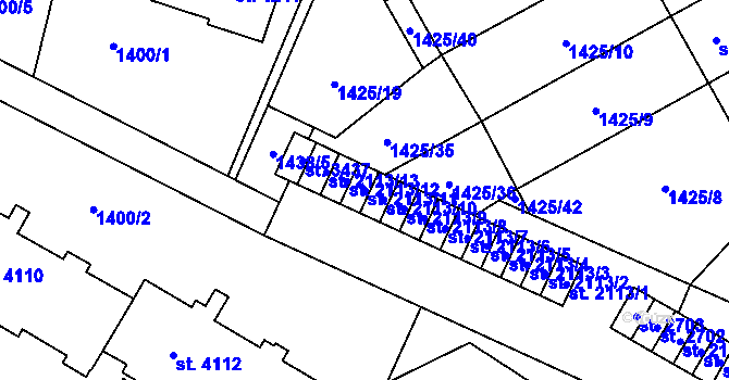 Parcela st. 2113/11 v KÚ Šumperk, Katastrální mapa