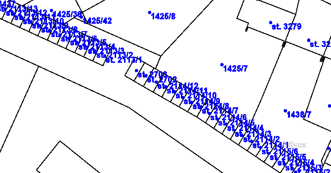 Parcela st. 2114/11 v KÚ Šumperk, Katastrální mapa