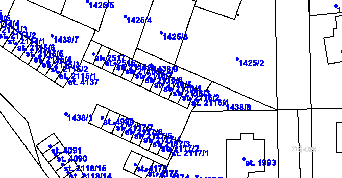 Parcela st. 2116/3 v KÚ Šumperk, Katastrální mapa