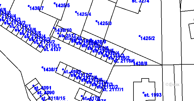 Parcela st. 2116/4 v KÚ Šumperk, Katastrální mapa