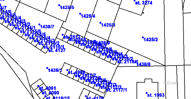 Parcela st. 2116/5 v KÚ Šumperk, Katastrální mapa