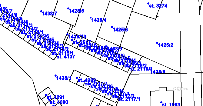 Parcela st. 2116/6 v KÚ Šumperk, Katastrální mapa
