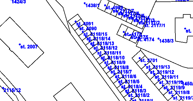 Parcela st. 2118/11 v KÚ Šumperk, Katastrální mapa