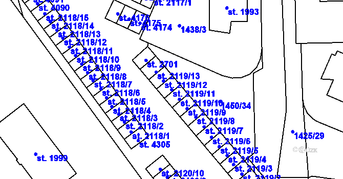 Parcela st. 2119/11 v KÚ Šumperk, Katastrální mapa