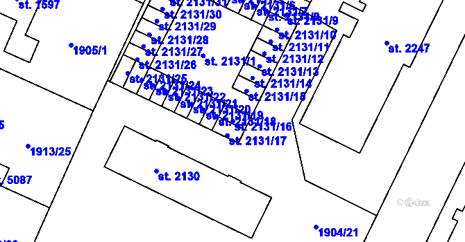 Parcela st. 2131/16 v KÚ Šumperk, Katastrální mapa