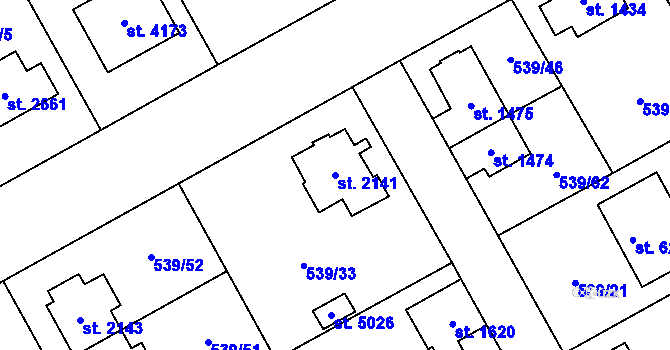 Parcela st. 2141 v KÚ Šumperk, Katastrální mapa