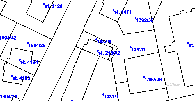 Parcela st. 2180/2 v KÚ Šumperk, Katastrální mapa