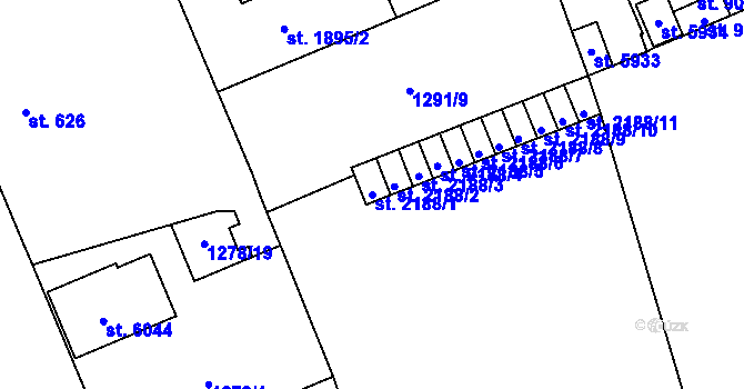 Parcela st. 2188/1 v KÚ Šumperk, Katastrální mapa