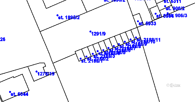 Parcela st. 2188/4 v KÚ Šumperk, Katastrální mapa