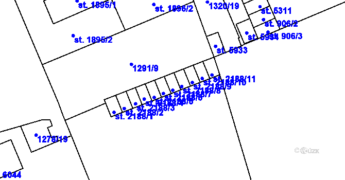 Parcela st. 2188/7 v KÚ Šumperk, Katastrální mapa