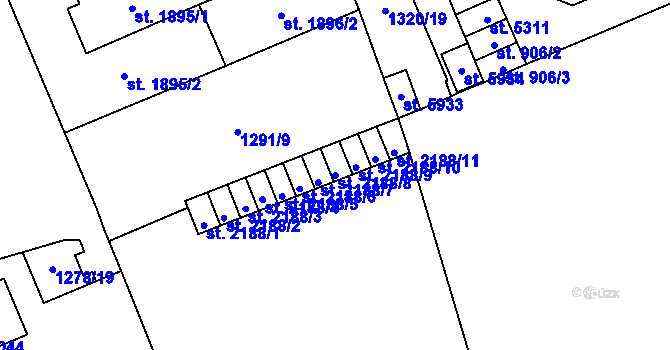 Parcela st. 2188/8 v KÚ Šumperk, Katastrální mapa
