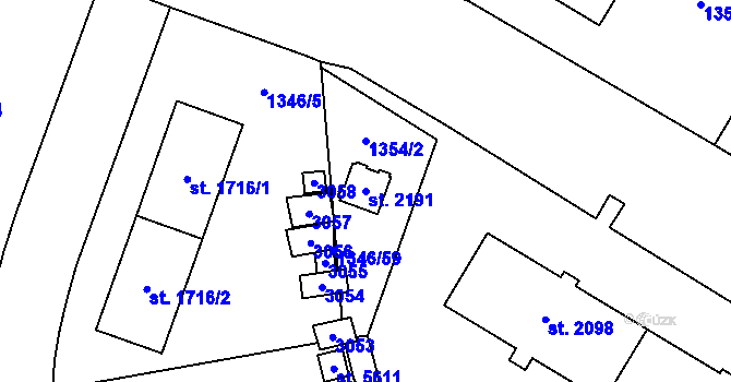 Parcela st. 2191 v KÚ Šumperk, Katastrální mapa